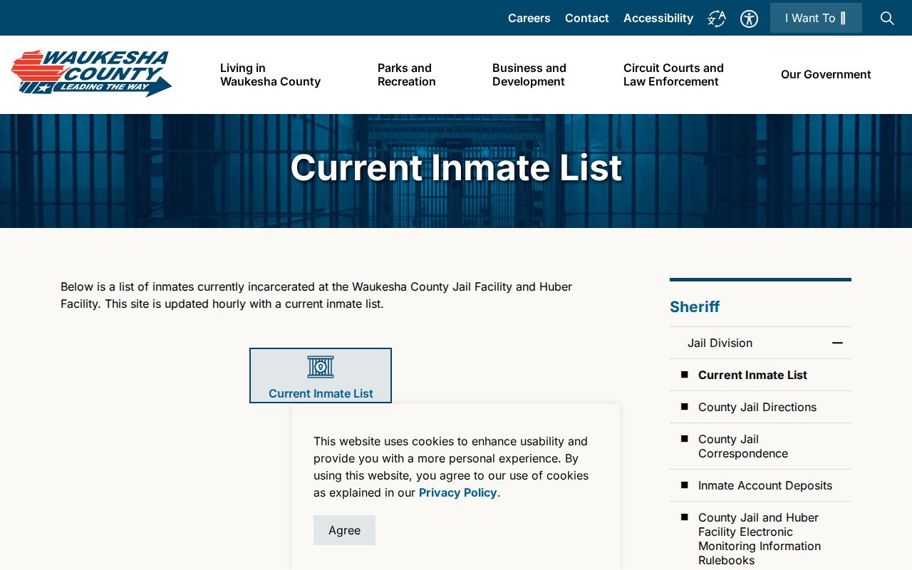 Waukesha County inmate list used for a Menomonee Falls resident lookup