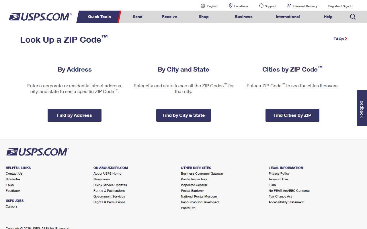 Menomonee Falls ZIP code directory USPS lookup screen